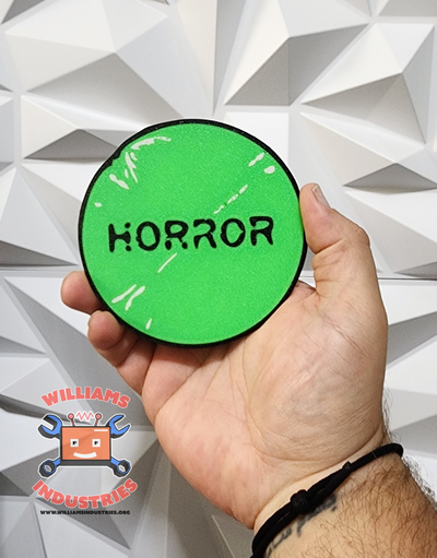 horror movie sticker coaster by williams industries art 2d halloween halloweendecor beer tea coffee halloweendecoration 3d print model - Mito3D