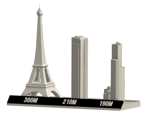 paris height buildings 3d miniature by buzzeye miniatures architecture building eiffel tower montparnasse total tour europe france french 3d print model - Mito3D