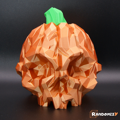 pumpkin skull - poly by randomizy art sculptures halloween halloweendecor halloweendecoration decor decoration decorations pumpkinskull head support lowpoly horror spooky supportless nosupport creature creepy homedecor homedecoration 3d print model - Mito3D