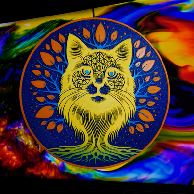 felino cenador vitae gato árbol of vida by tema at printhood cz casa decoración pared arte mandala capas ams multicolor degradado 3d print model - Mito3D