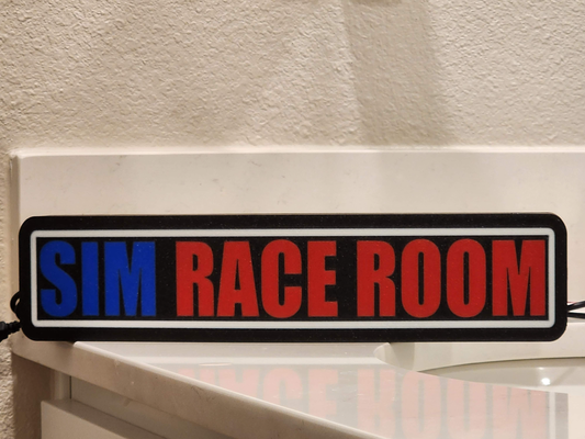 sim race room lightbox by drewzuki art signs & logos raceroom racing simulator gran turismo gt light box led lights lamp ams red white blue gaming game racer playstation xbox 3d print model - Mito3D