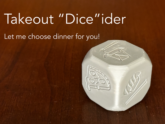 takeout dice ider by biochem toys & games die restaurant dinner food decider 3d print model - Mito3D