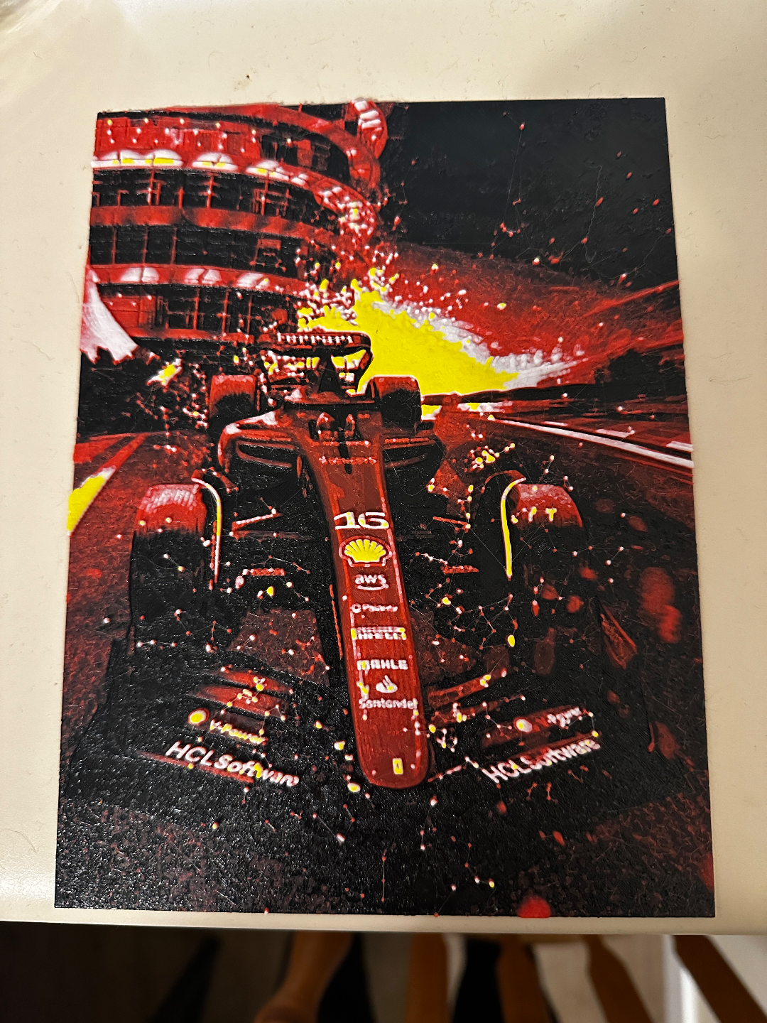 ferrari f1 formula one - hueforge by walnut generative 3d model & lithophane 1 racing art hue forge house accessory home 3D print model - Mito3D