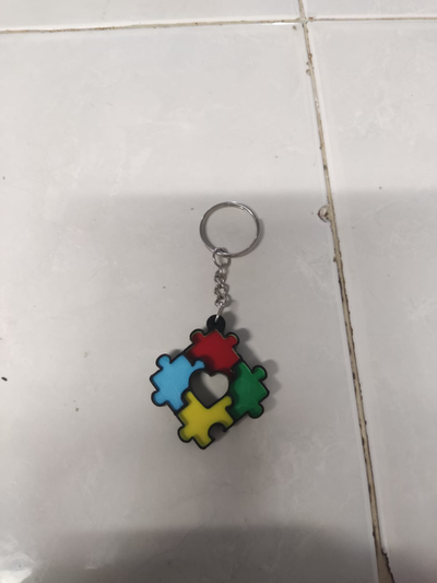 awareness autism keychain by luisdurva247 art signs & logos autismawareness multilayer multi color no support 3d print model - Mito3D