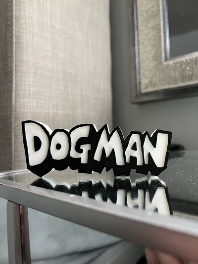 dogman logo fridge magnet 200 size ams two color model remixed by jeffylou87 toys & games characters kids book childerns books storyboook character 3d print model - Mito3D