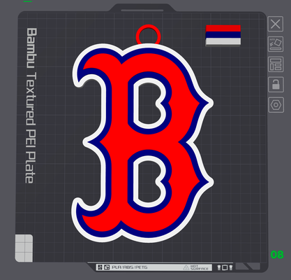 boston red sox b logo necklace by mcodysims art signs & logos redsox mlb baseball baseballteam charm necklacependant 3d print model - Mito3D