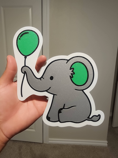 palloncino elefante parete arte by drewzuki 2d carina cuore verde blu rosa rosso arancia giallo amore muraria ams multicolore ragazza ragazzo bambino ragazzi decorazione asilo 3d print model - Mito3D