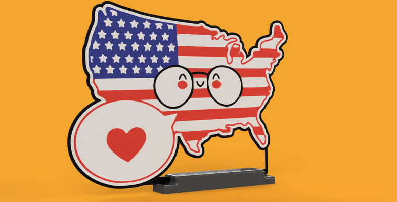 usa niedlich dekor stand by square3d kunst zeichen logos kawaii amerika patriot liebe deko dekoration herz valentinstag ams p1s x1c a1 mini einfach freundlich freund amerikanisch sterne klein 3d print model - Mito3D