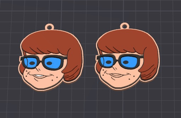 cartoon character velma scooby doo keychain necklace charm free commercial by dominator334 art 2d keychains keyring keyrings key chain ring chains rings accessories accessory design love fun funny happy boy boys girl girls kid kids child children easy easyprint to print charms pendant necklaces ams ready s 3d print model - Mito3D