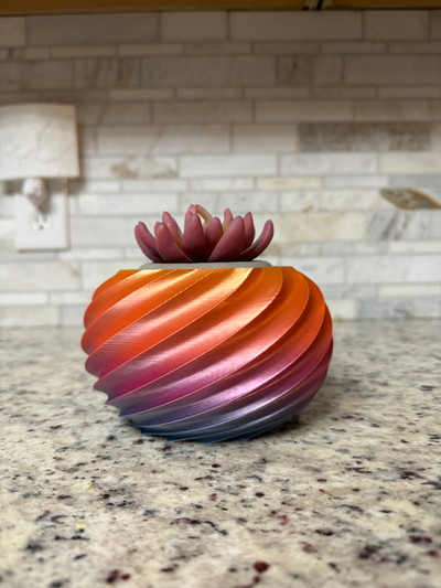 spiral topf by mi3dprint haushalt garten pflanzen pflanze potting pflanzer vase 3d print model - Mito3D