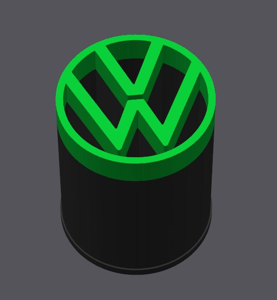 porta penna macchina logo by michele mm3d domestico ufficio volkswagen vw organizzatore scatola accessori gadget divertimento deco arredamento 3D print model - Mito3D