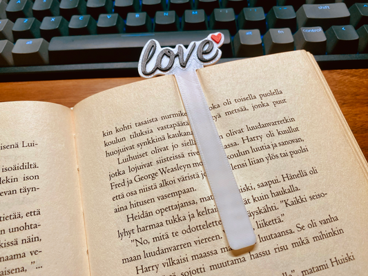 love - bookmark by inflames3d household office book heart valentiensday gadget reading accessory 3d print model - Mito3D