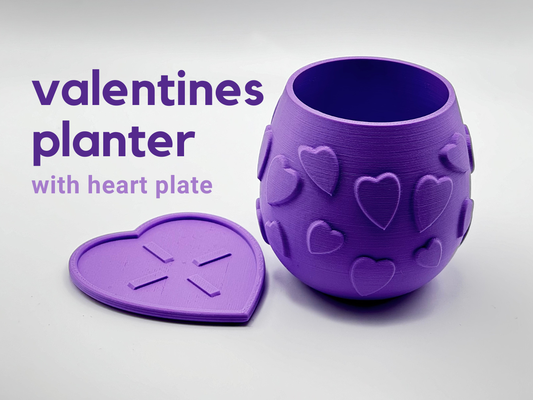 valentines planter by h3li0 household decor pot heart shaped valentine valentin day pattern flower succulent 3d print model - Mito3D