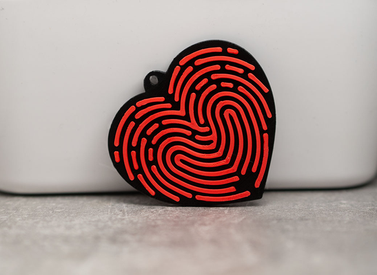 fingerprint heart keychain earring by leif3d fashion jewelry valentine love 3d print model - Mito3D