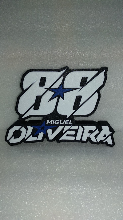 logo miguel oliveira 88 by nf stampa 3d arte modelli migueloliveira moto gp ams 3 colori 3d print model - Mito3D