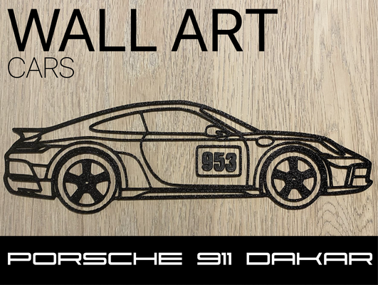 macchina silhouette parete arte porsche 911 dakar by volo 2d arredamento decorazione moderno modello corsa 3d print model - Mito3D