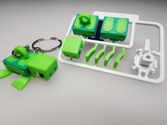 minecraft-inspired turtle mini figure kit keychain ornament by chiz m toys & games figures minecraft card keyring 3d print model - Mito3D