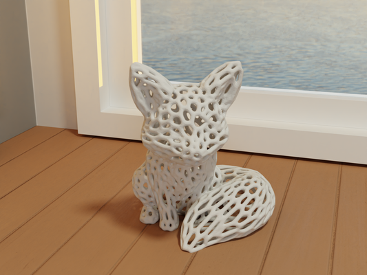 voronoi şirin tilki yeniden karıştırılmış by ds tasarım ev halkı dekor 3dprinting modern yazdırılabilir üretmek dekoru masa aralık amatör deseni sevimli heykeli hayvan modelleri foxart 3d print model - Mito3D