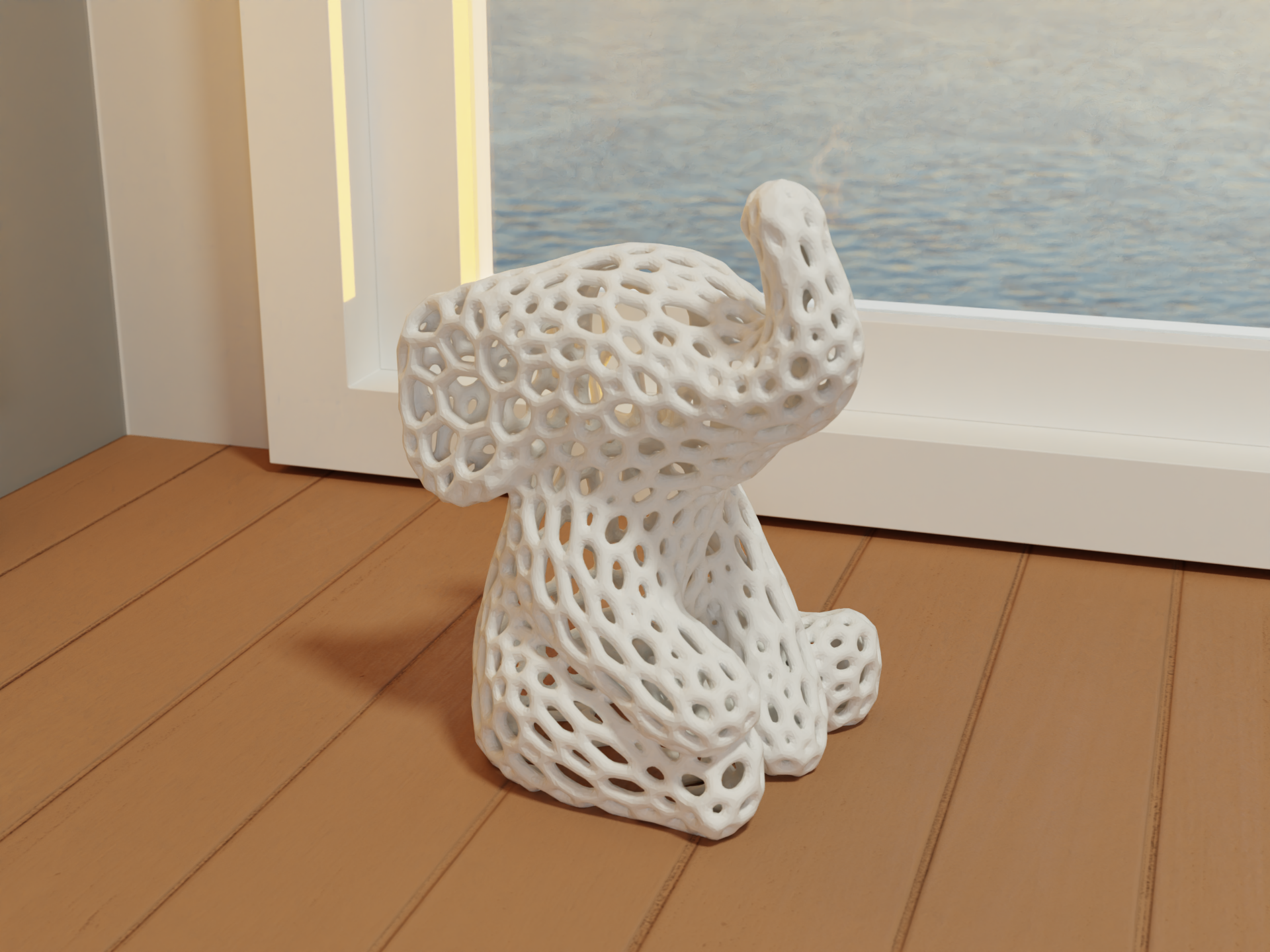 voronoi mignonne l'éléphant remixé by ds conception ménage décor 3d amusement magie 3dprint mathart débutant complexe motif artistique 3D print model - Mito3D