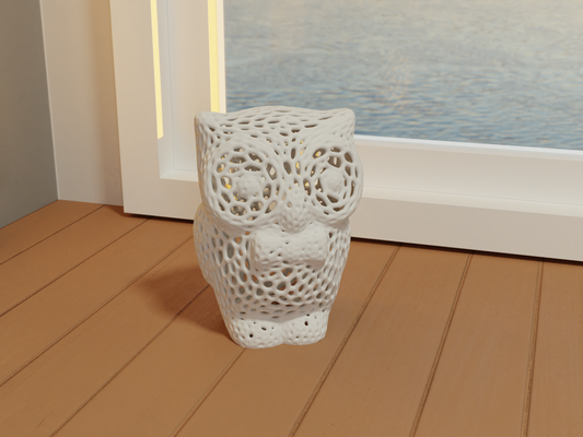 voronoi lindo búho remezclado by ds diseño casa decoración animal 3dprint adorable hogar bravo bravo dic pasatiempo imprimible proyecto bricolaje amigable principiantes buhoescultura diversión creativa 3d print model - Mito3D