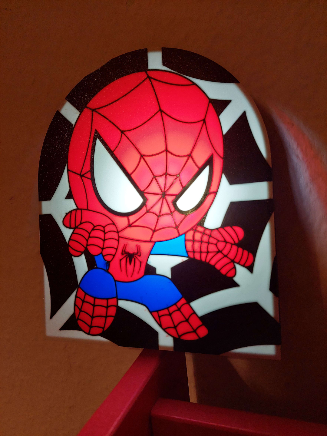 mini hombre araña lámpara by escalera comida arte 2d led niños maravilla bricolaje diy caja ligera noche superhéroe 3D print model - Mito3D