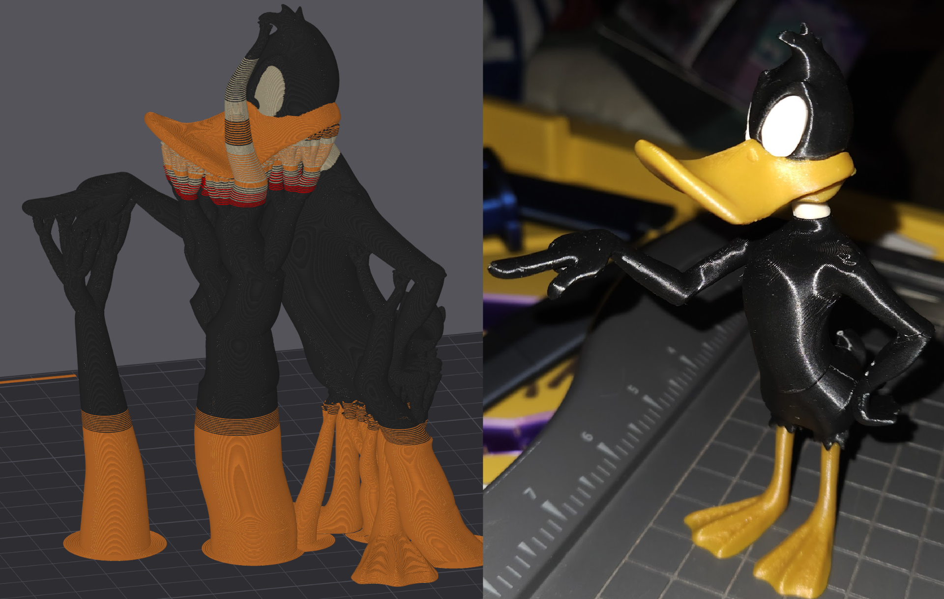 daffy canard ams couleur impression remixé by miniatures créatures disney 3D print model - Mito3D