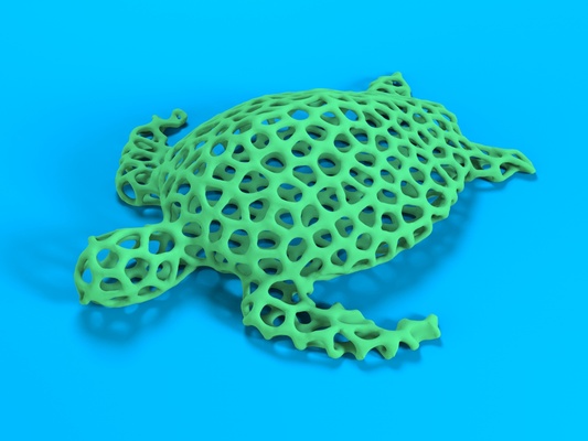 voronoi mar tortuga pequeña pez ocultación espacio by espiga mezcla casa mascotas acuario cueva pecera escondite 3d print model - Mito3D