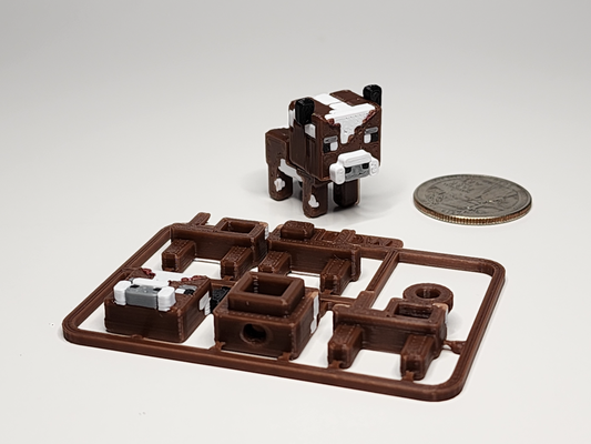 minecraft-inspired cow mini figure kit keychain ornament by chiz m toys & games figures minecraft card keyring 3d print model - Mito3D