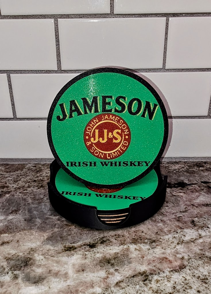 jameson whiskey untersetzer satz by abonnieren haushalt dekor irisch einstellen 3D print model - Mito3D