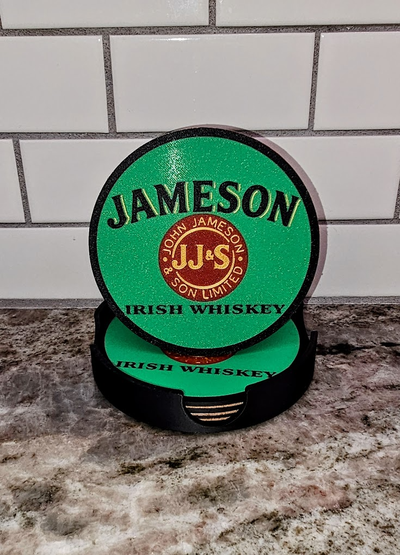 jameson whiskey coaster set by chrsrbz household decor irish set 3d print model - Mito3D