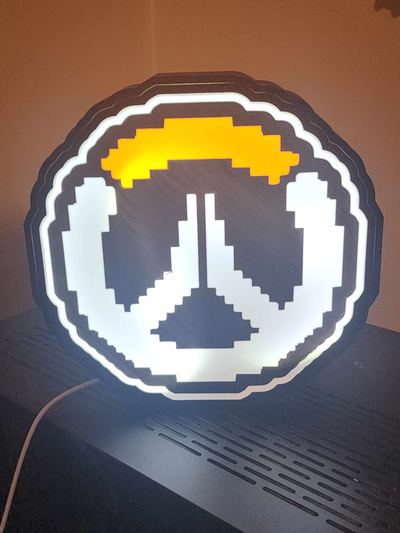 overwatch logo pixelato luce scatola by the3dhobbyist arte segni loghi guidato gioco ams video 3d print model - Mito3D