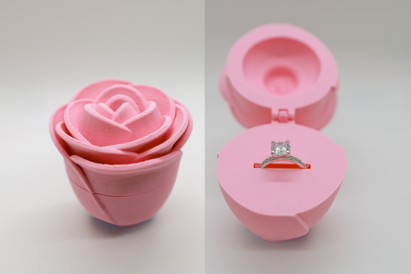 rose ring box print in place by kevbot fashion models engagement flower diamond valentines day container 3d print model - Mito3D