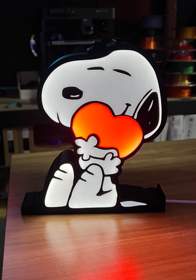 snoopy corazón ligero caja by 3d deposito arte señales logos ligera perro miseria charlie marrón dia san valentin amor 3d print model - Mito3D