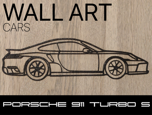 voiture silhouette mur art porsche 911 turbo 992 by vol 2d décor décoration moderne modèle courses 3d print model - Mito3D