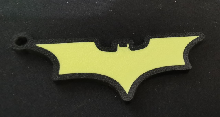 batman keychain ams by upcrid fashion models accessories logo yellow black art beyond 3d print model - Mito3D