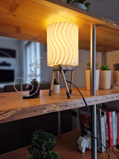 twist lamp by blangi household decor led light house home e27 design bambu lampshade desklamp 3d print model - Mito3D