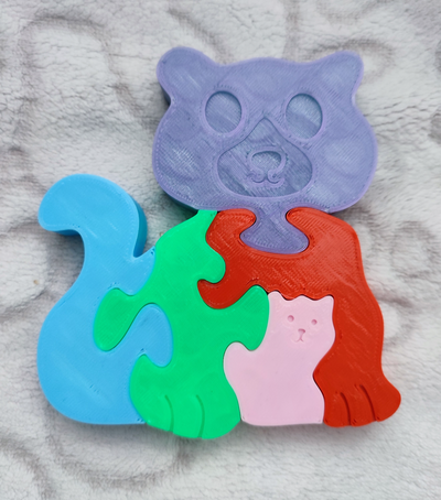 cat puzzle kids by jpokorny12 toys & games puzzles cats pet forkids children toy 3d print model - Mito3D