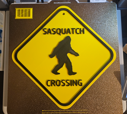 sasquatch crossing sign by 3dprostudio art signs & logos bigfoot yeti squatch wall 3d print model - Mito3D