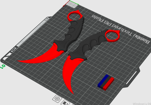 cs go karamba t vermelho by alper adereços cosplays réplica arma karambit vídeo jogos 3d print model - Mito3D