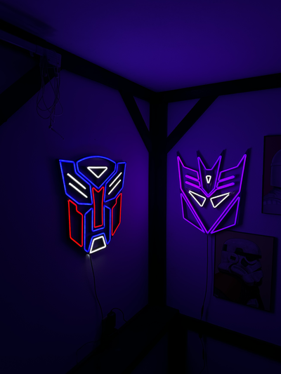 decepticons transformers neon led sign by thingspatprinted art signs & logos deceptacon decepticon neonled neonlight autobot autobots 3d print model - Mito3D