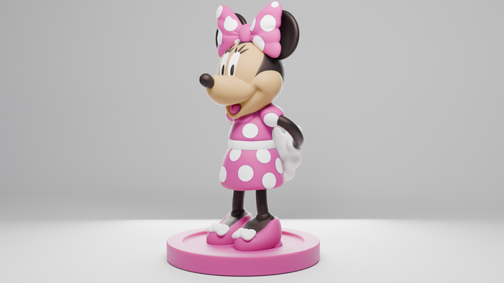 minnie mouse - statue by mv design toys & games characters moouse mickey disney rat pink red white black ears hands love valentine day valentineart art pose nose eyes animate 3d print model - Mito3D