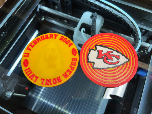 kansas city chiefs 2024 big game coaster by dcv designs household decor kansascity kansascitychiefs superbowl 3d print model - Mito3D