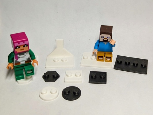 lego mini figür temel standlar + duvar binmek by ntalekt oyuncaklar oyunlar görüntüle sunum standı uyumlu legominifig minifig ayakta durmak 3d print model - Mito3D