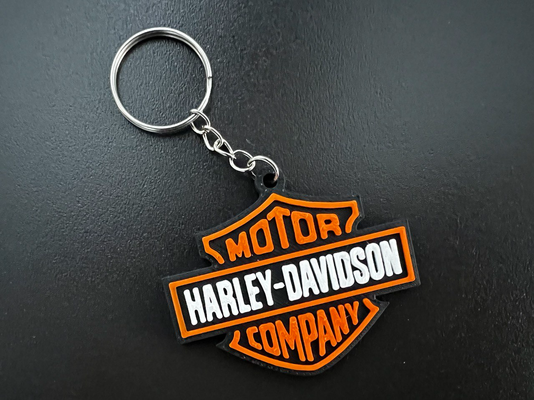 harley davidson porte clés by fabricant art panneaux logos llavero moteur moto 3d print model - Mito3D