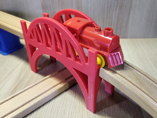 hierro puente madera pista brio compatible by gekon3d juguetes juegos loco briocompatible ikea ikeatrain entrenar ikeatraintrack briotraintrack lillabo etc tesco asda sainburys tren rieles carril sistema ferroviario vías thomas barandillas novia 3d print model - Mito3D