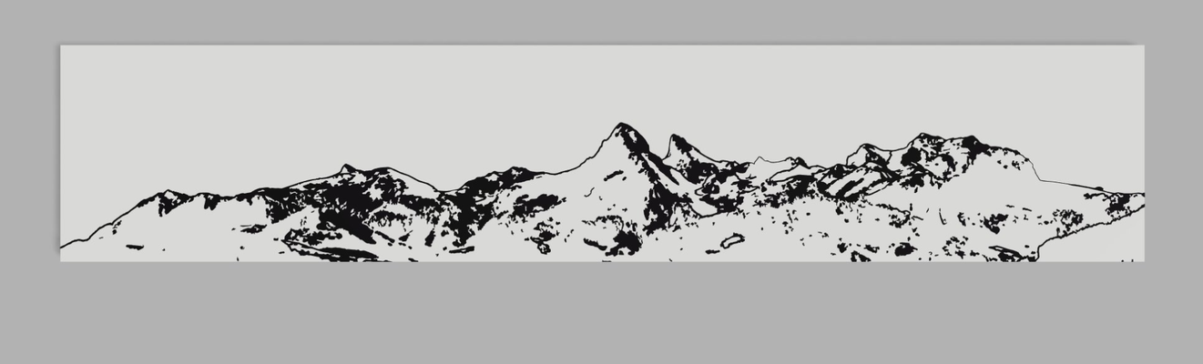 mountain range wall art - la dent d'oche by snigzou 2d black white parts decor house multicolor 3d print model - Mito3D