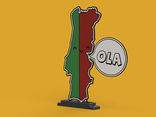 portugal fofa decoração ficar pé by square3d arte 2d país países deco escrivaninha sorridente sorriso kawaii ola amar fácil lindo p1s x1c a1 a1mini ams noams 3d print model - Mito3D