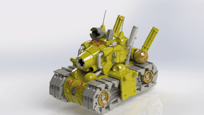 metal babosa tanque sv 001 ii by 3dxav accesorios cosplays réplica arma metálica metálico esclusa retro retrojuego juego jugar gameboy nintendo guerra sv01 3d print model - Mito3D