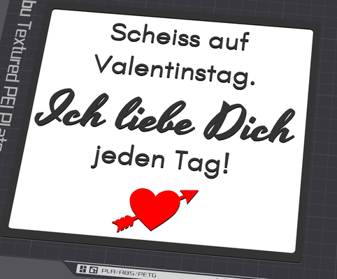 schei auf valentinstag ich lieb dich jeden tag coaster untersetzer by 3dmetalcave generative 3d model hueforge & lithophane love hue forge valentiens day valendienstag valenitne schild spruch sayl card board 3d print model - Mito3D