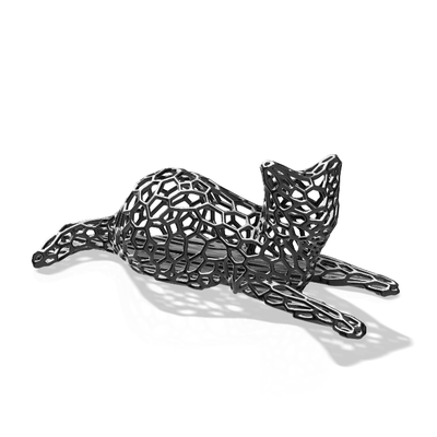 mensonge chat voronoi by tommi miniatures animaux détendre mignonne refroidissement décor 3d print model - Mito3D